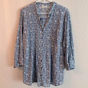 Dress Barn summer top 3/4 sleeve floral pattern 14/16 good preowned condition